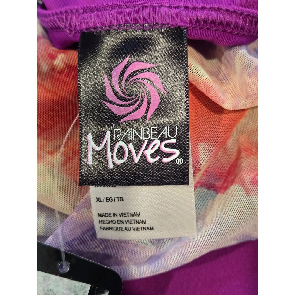 Rainbeau Moves Kids Short Sleeve Keyhole Multicolor Leotard Sz XL - Picture 3 of 9